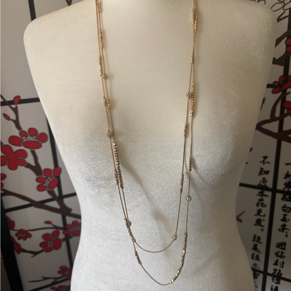 Chico's Delicate Gold-Tone Double Strand Station Necklace